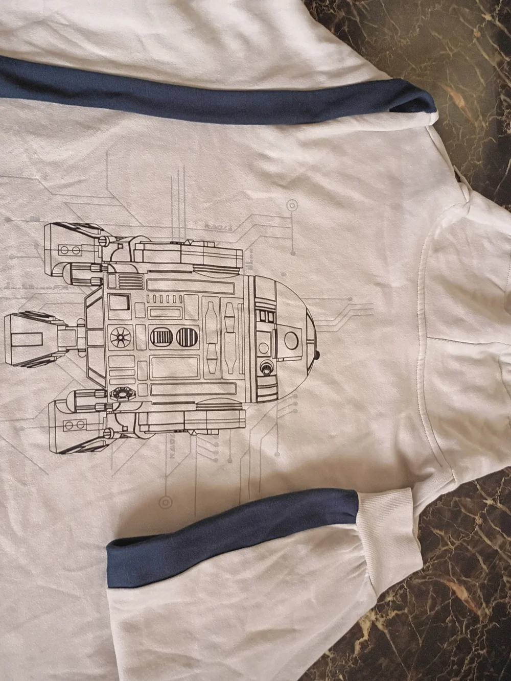 Disney R2-D2 White and Navy Kids Pajama Top